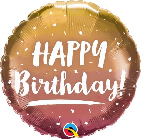 18" Happy Birthday Gold & Rose Gold Foil Balloon Qualatex
