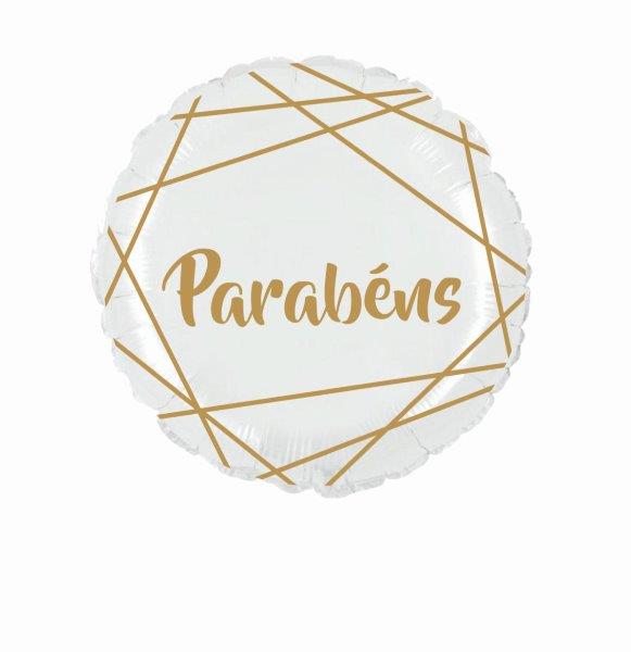 Globo Foil 18" "Parabéns" - Blanco / Oro XiZ Party Supplies