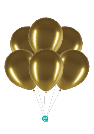 6 Balões 32cm Cromados - Ouro