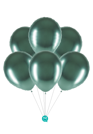 6 32cm Chrome Balloons - Medium Green XiZ Party Supplies