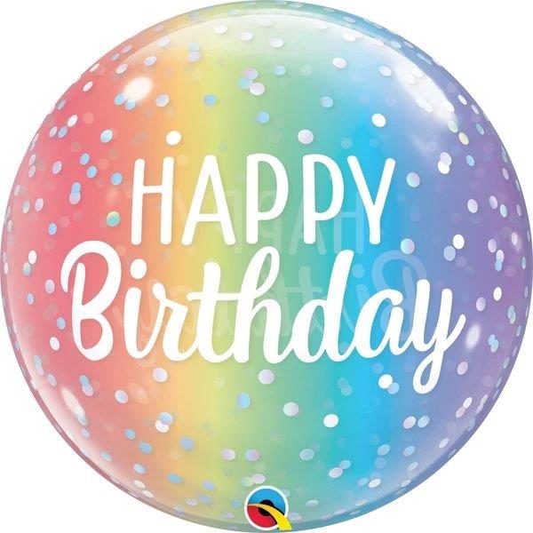 Bubble 22" Happy Birthday Ombré & Dots Qualatex