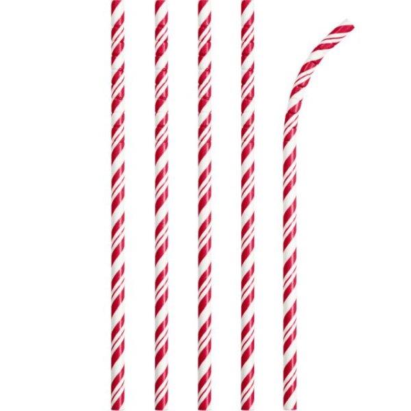 24 Striped Straws - Red Creative Converting