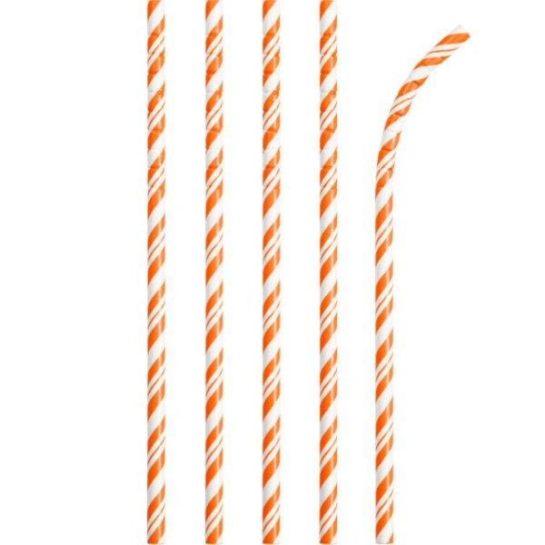 24 Striped Straws - Orange Creative Converting