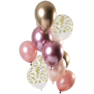 12 Golden Blush Balloons
