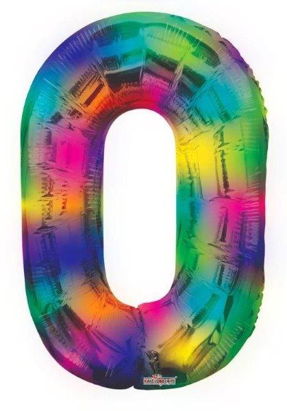 Balão Foil 34" nº 0 - Rainbow Kaleidoscope