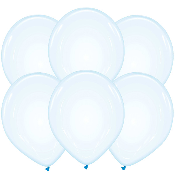 6 32cm Clear Balloons - Blue XiZ Party Supplies
