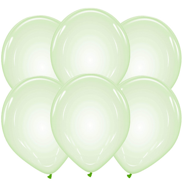 6 32cm Clear Balloons - Green XiZ Party Supplies