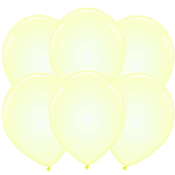 6 32cm Clear Balloons - Yellow