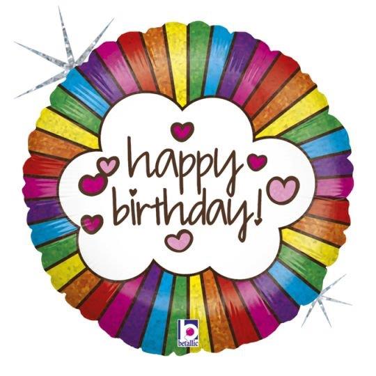 18" Retro Rainbow Birthday Foil Balloon Grabo