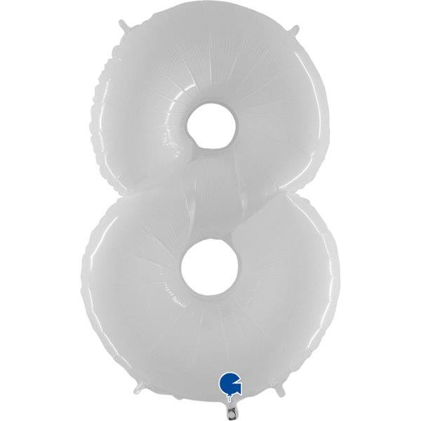 40" Foil Balloon nº 8 - White Grabo