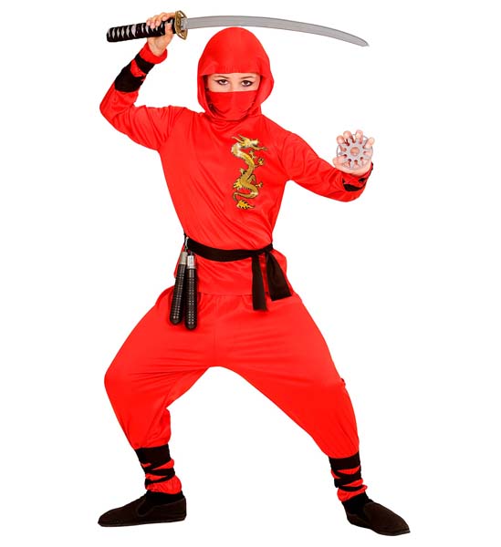 Red Ninja Children´s Costume - Size 4-5 Years Widmann
