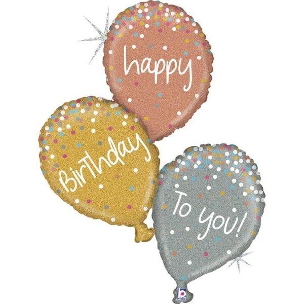 Balão Foil 40" Happy Birthday To You Trio