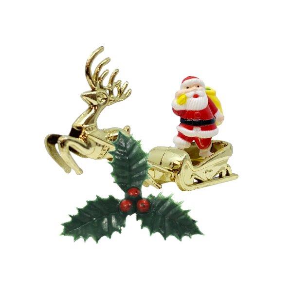 Santa Claus on Sleigh and Holly Cake Toppers Anniversary House