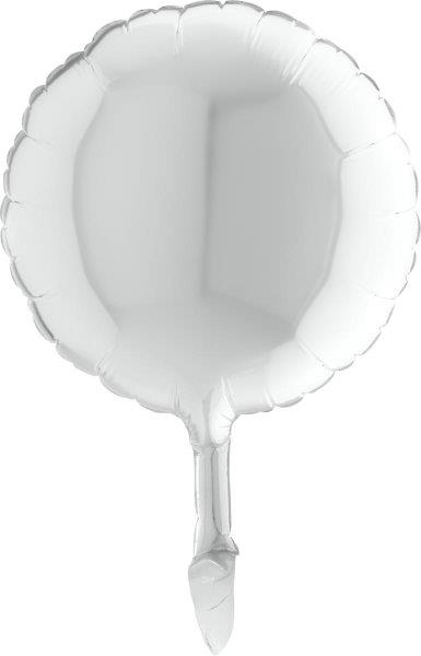 9" Round Foil Balloon - White Grabo