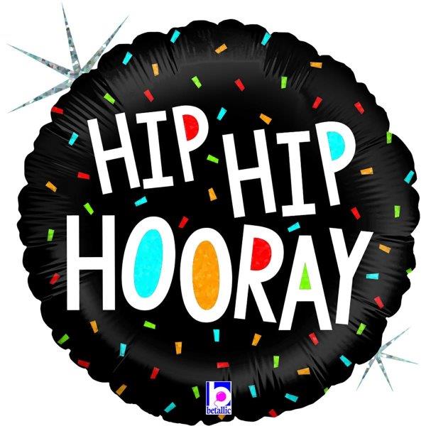 Balão Foil 18" Hip Hip Hooray Holográfico Grabo