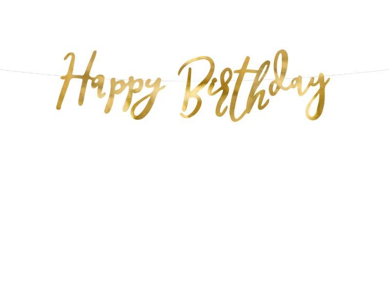 Grinalda Script Happy Birthday Ouro PartyDeco