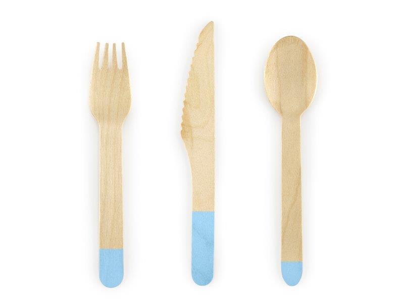 Wooden Cutlery - Sky Blue PartyDeco