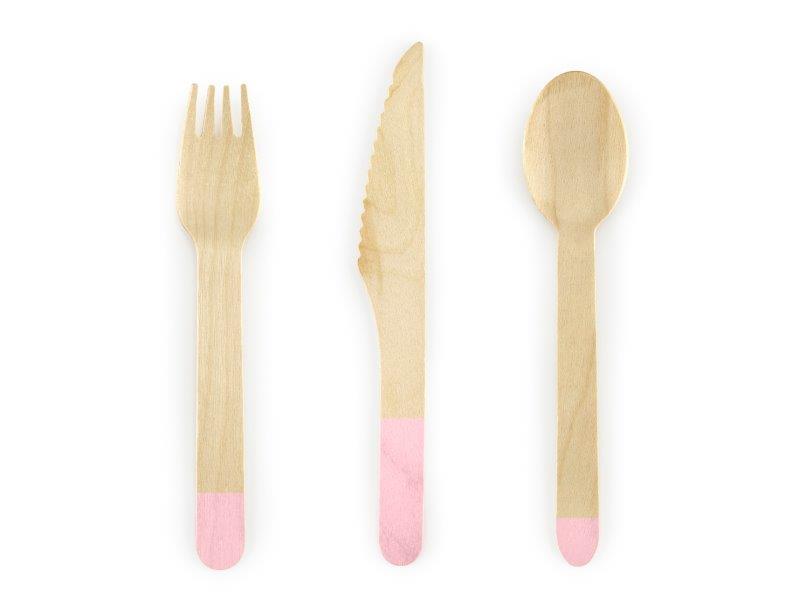 Wooden Cutlery - Baby Pink