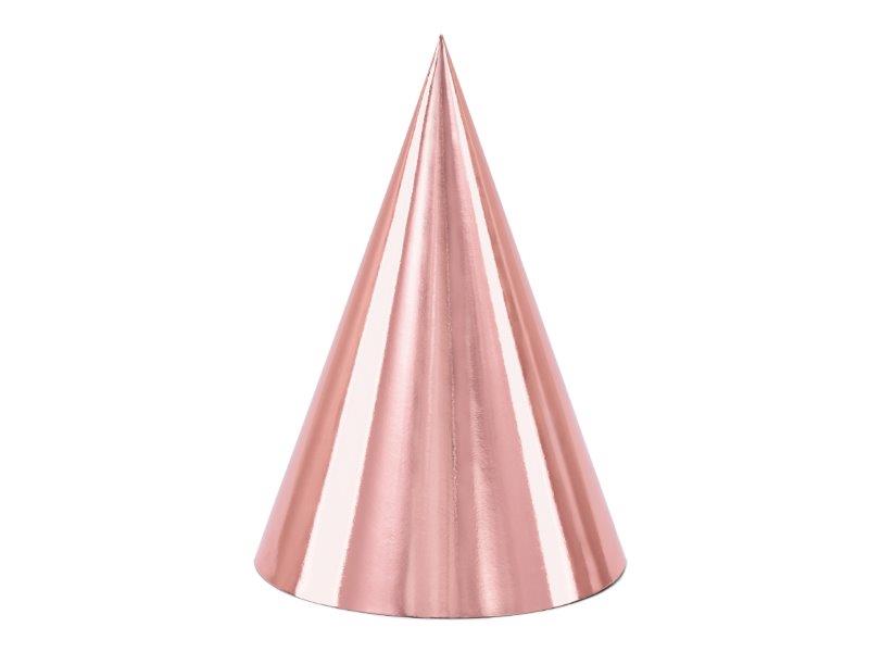 6 Party Cone Hats - Rose Gold