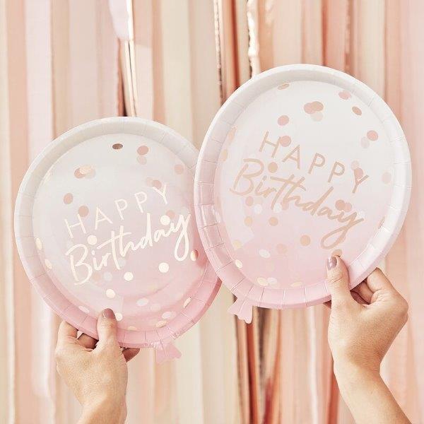 Happy Birthday Ombre Paper Plates