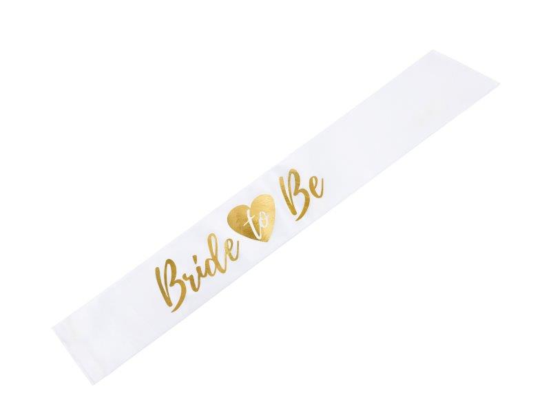 White Bride To Be Sash with Heart PartyDeco