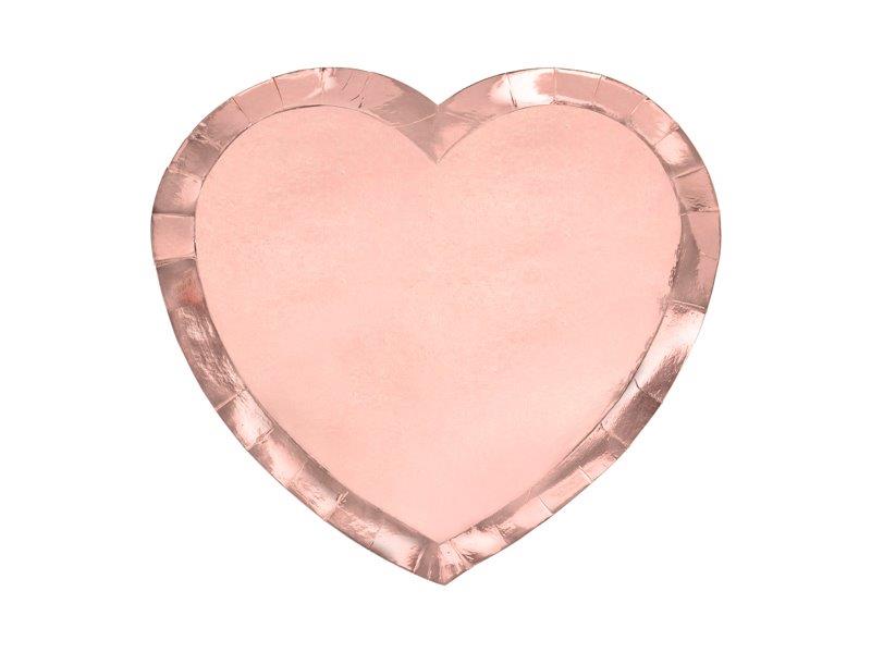 Rose Gold Heart Plates PartyDeco