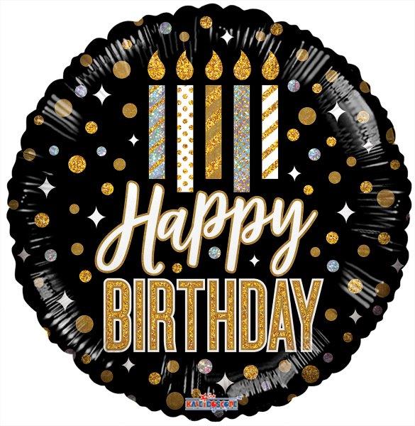 18" Birthday Black Holographic Foil Balloon Kaleidoscope
