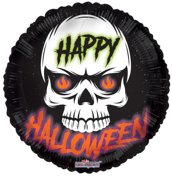 18" Happy Halloween Skull Foil Balloon
