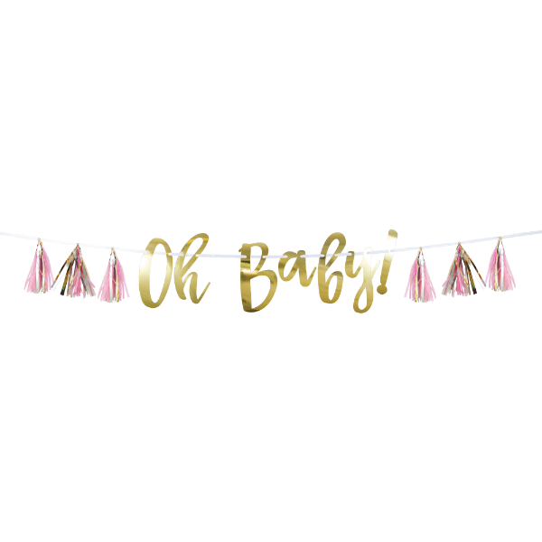 Wreath Oh Baby! - Gold and Pink with Tassel Creative Converting
