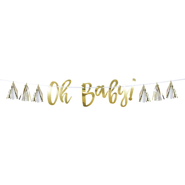Wreath Oh Baby! - Gold and White with Tassel Creative Converting