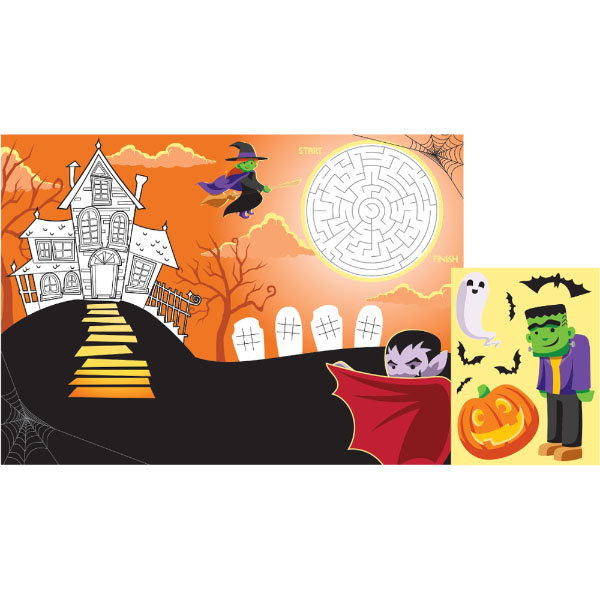 Mantel Individual con actividades de Halloween