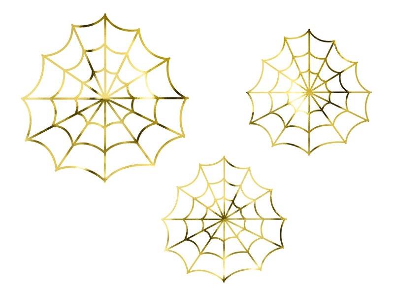 Spider Web Paper Decorations - Gold PartyDeco