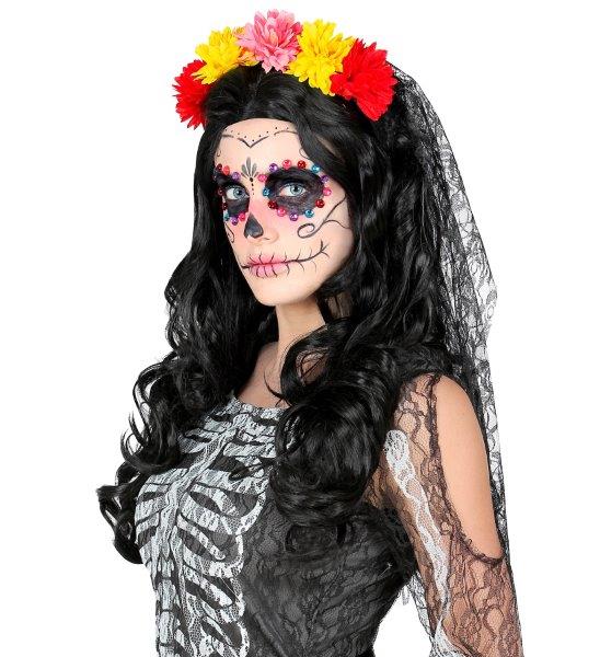 Day of the Dead Veil with Flowers