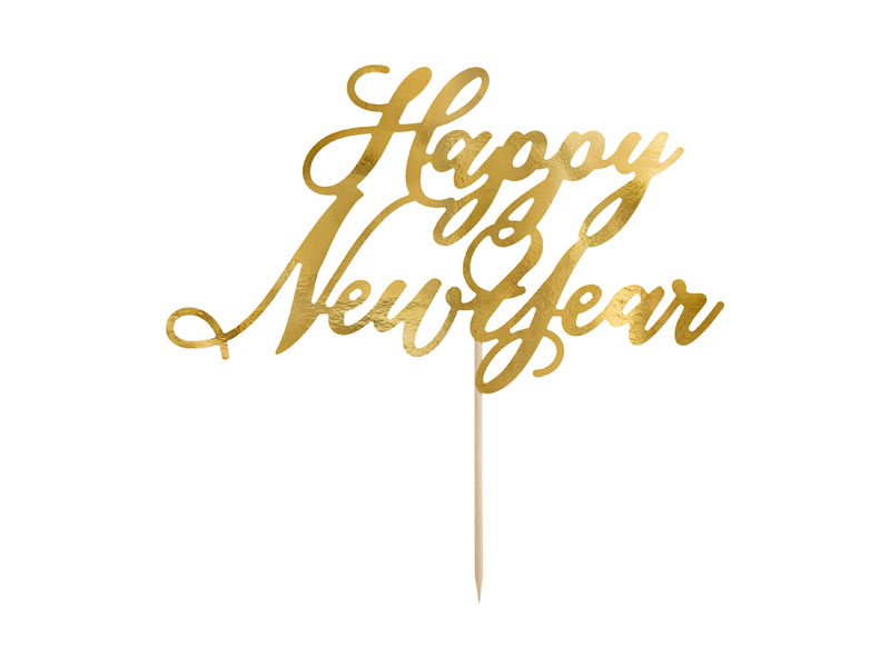 Gold Happy New Year Cake Topper PartyDeco