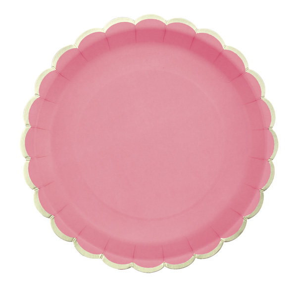 23cm Plates with Gold Rim - Pink