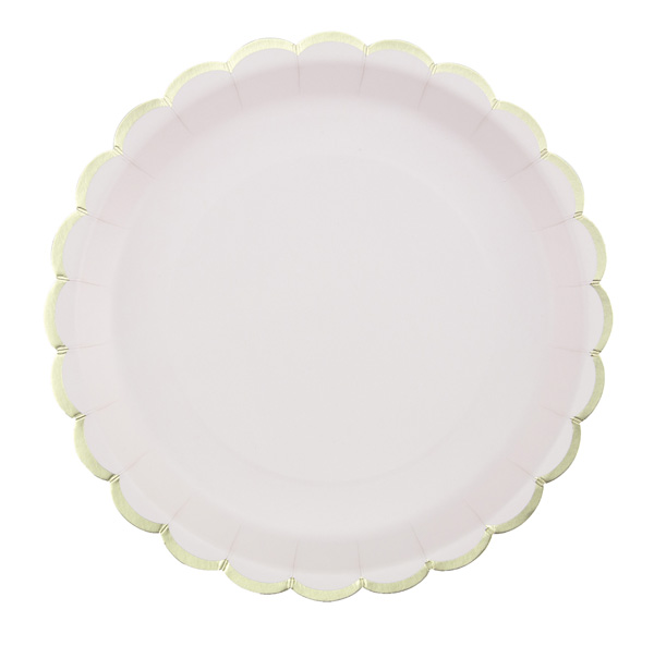 23cm Plates with Gold Rim - Pastel Pink Tim e Puce