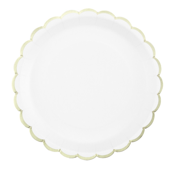 23cm Plates with Gold Rim - White