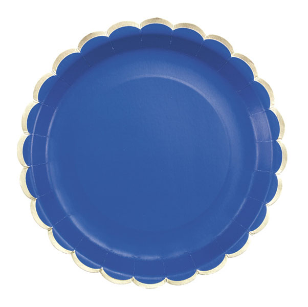 23cm Plates with Gold Rim - Blue