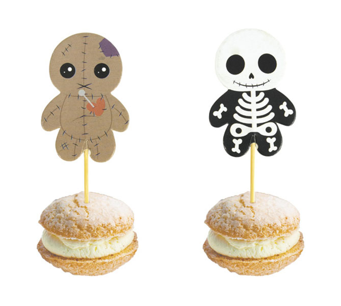 Skeleton and Voodoo CupCake Toppers Tim e Puce