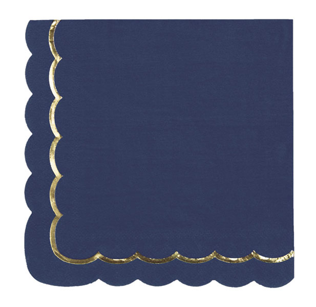 Napkins with Gold Edge - Navy Blue Tim e Puce