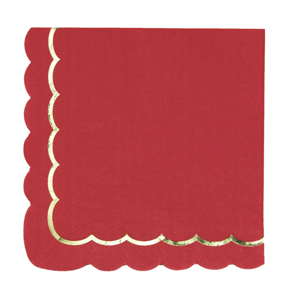 Napkins with gold border - Red Tim e Puce