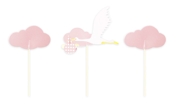 Pink Stork Cake Toppers Tim e Puce