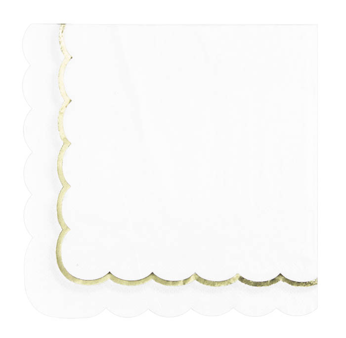 Napkins with gold border - White