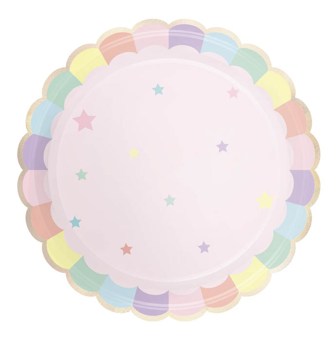 23cm Plates with Gold Rim - Macaroon Pink Tim e Puce