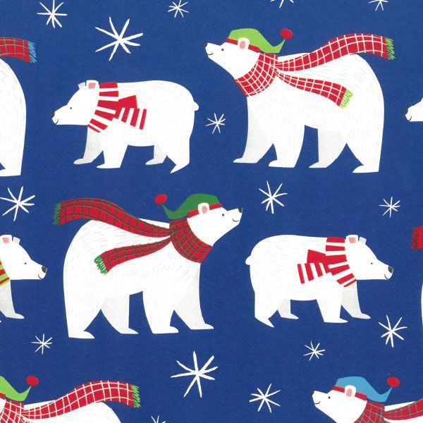 Bears Wrapping Paper Roll - Blue background