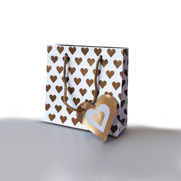 Mini Golden Hearts Paper Bag XiZ Party Supplies