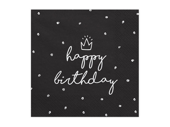 Happy Birthday Crown Napkins - Black
