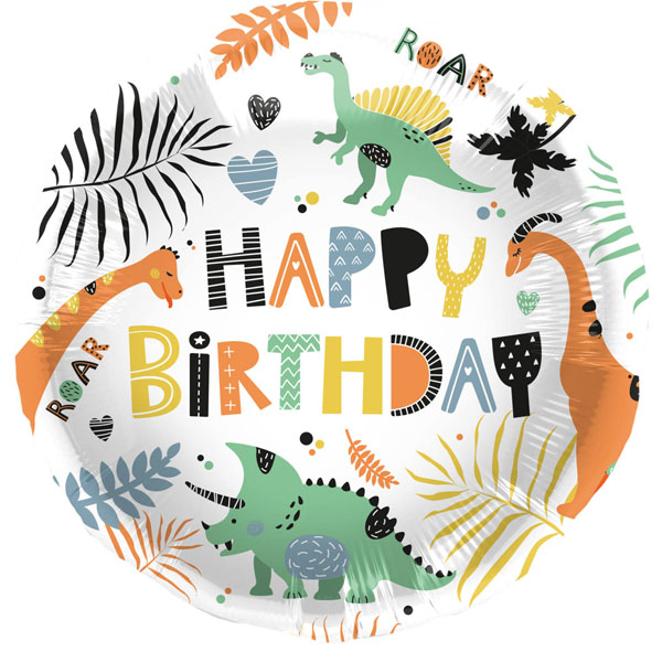 18" Birthday Dino Foil Balloon Folat