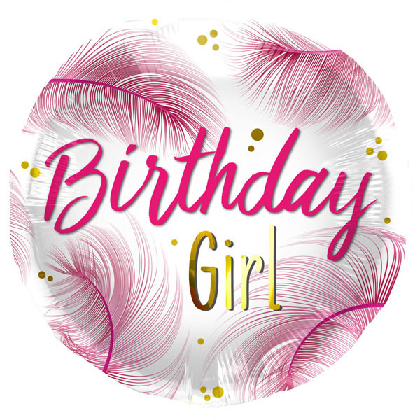 18" Birthday Girl Feathers Foil Balloon Folat