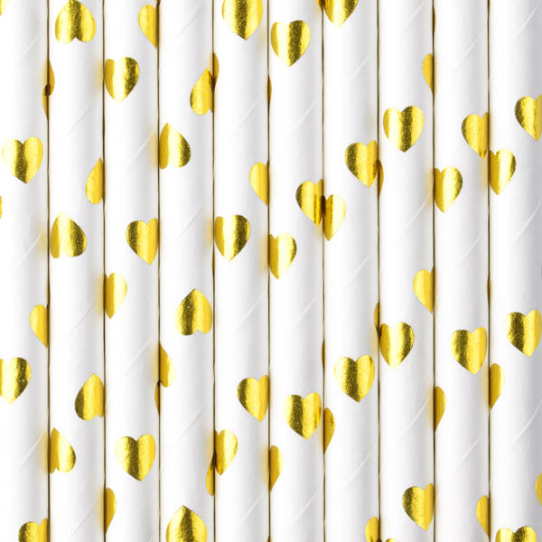 Gold Hearts Straws PartyDeco